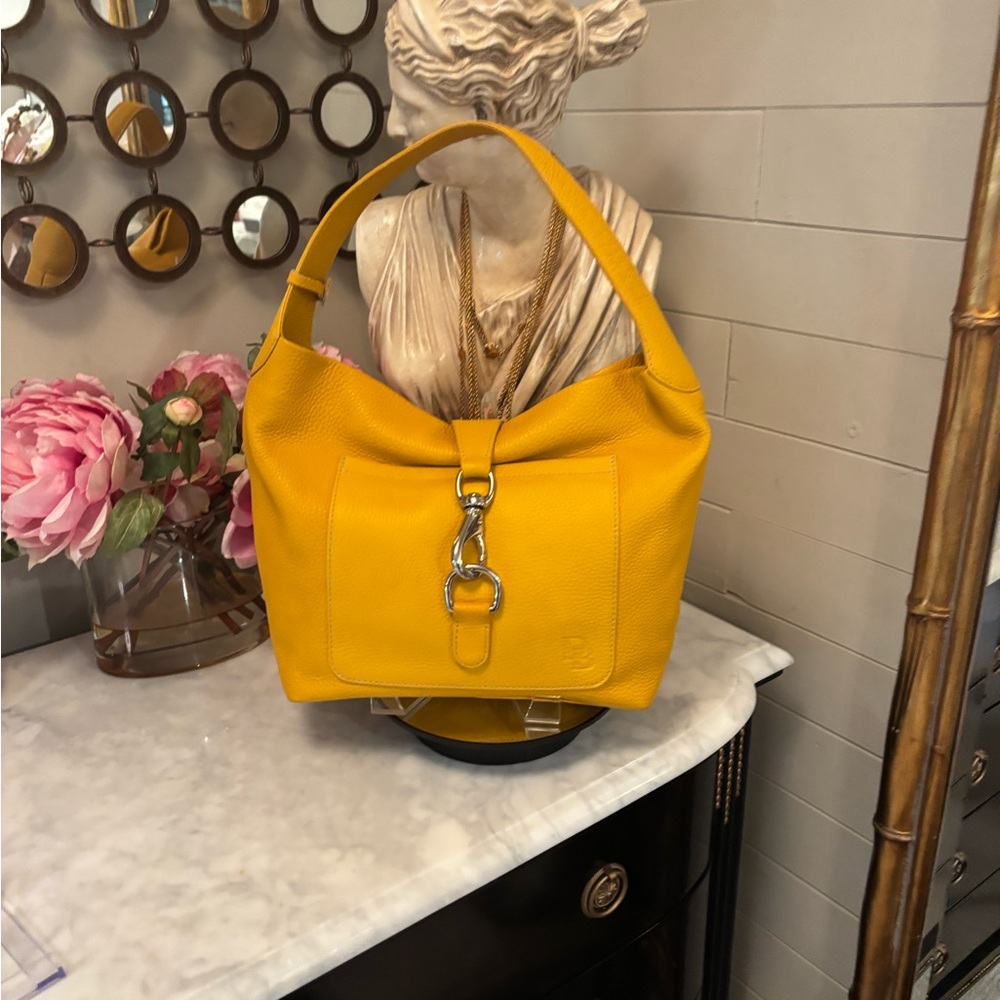 EUC COA Dooney & Bourke Yellow Leather Hobo Shoulder Bag - Picture 13 of 13